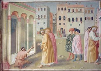 St. Peter heilt einen Krüppel, ca. 1427 (Detail)